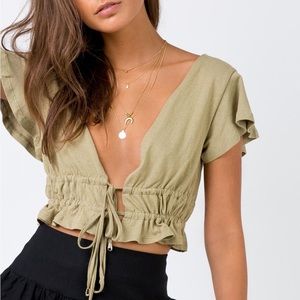 Khaki crop top Princess Polly